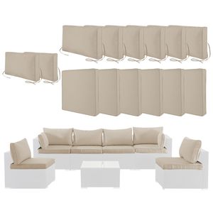 Set di 14 Copricuscini per Mobili da Esterno, 7 Pezzi (6 Posti) per Divano Sezionale in Vimini e Rattan, Include Coprisedile e Coprischienale - Product Image 2
