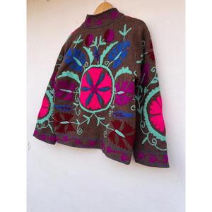 Cotton Knitted Embroidered Varsity <b>Jacket</b> Streetwear Eco-Friendly Reversible Free Size Winter <b>Women's</b> Festival Coat - Product Image 6