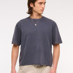 T-shirt à manches longues pour homme, col rond, coupe classique, design uni, streetwear, tissu jersey écologique, 220g, respirant - Product Image 1