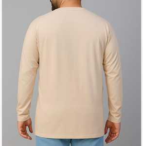 Camiseta de Manga Larga para Hombre, Color Beige, Cuello Redondo, Corte Regular, Estilo Casual - Product Image 1