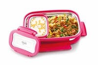 Boîte à lunch élégante pour enfants, en plastique, 2 compartiments, conteneur alimentaire portable, hermétique, compatible micro-ondes, qualité alimentaire