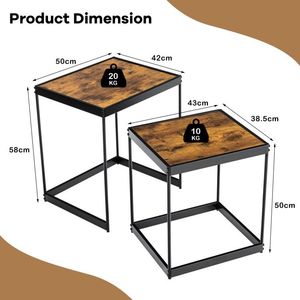 Tavolini da caffè classici moderni da 2 pezzi per soggiorno in stile classico - Product Image 3