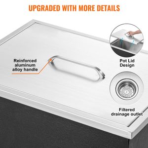 Contenitore per Ghiaccio Commerciale in Acciaio Inox da 40 Qt, 22"L X 17"W X 12"H, per Cucina Esterna, Presentazioni e Feste - Product Image 5