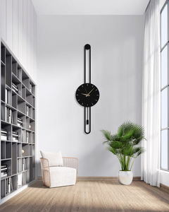 Horloge murale moderne en métal noir, design minimaliste vertical, horloge décorative pour salon, bureau à domicile, chambre à coucher, contemporaine - Product Image 6