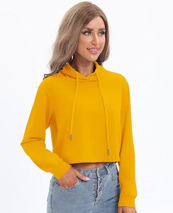 Sudadera Corta Ajustada para Mujer con Capucha y Cordón Ajustable, Ropa Casual - Product Image 4