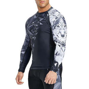 Maillot de compression respirant pour homme avec logo personnalisé, en Spandex/Polyester, séchage rapide, protection solaire, pour plongée, Jiu Jitsu, surf, natation, MMA - Product Image 2
