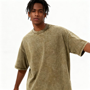เสื้อยืดคุณภาพสูงสั่งทำพิเศษ 250gsm ผ้าฝ้าย 100% หนานุ่ม ซักแบบ Stone Wash ทรงโอเวอร์ไซส์ สไตล์วินเทจ ทำสีแบบ Distressed Acid Wash - Product Image 3