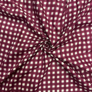 Indian Block Printed Organic Lightweight Cotton Fabric Handmade Gingham Checks Print for Bags Curtains Activewear & Craft - Product Image 1