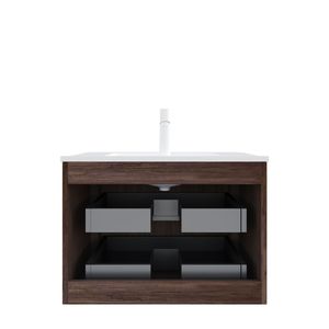 NOOR 30\" <b>Wall</b> Mounted <b>Floating</b> Plywood Bathroom Vanity with 2 Drawers White Ceramic Basin Sink NOOR 30\" Bathroom Vanities - Product Image 5