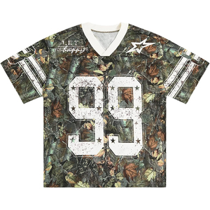 Custom Camouflage Mesh Football Jersey V Neck Short Sleeve Breathable Men's <b>Athletic</b> Shirt Number 99 Printed Design - Product Image 5