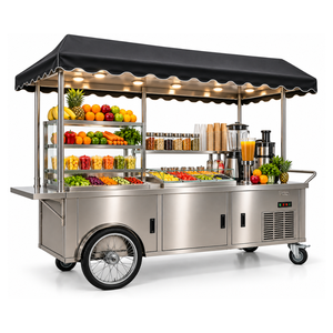 Carrito de Venta de Alimentos Saludables, Frutas Frescas y Jugos, Multiusos, de Acero Inoxidable Premium, con Toldo - Product Image 3