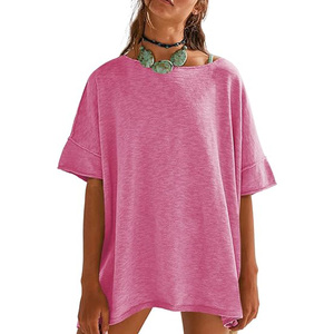 T-shirt décontracté unisexe noir à col rond, coupe ample, manches courtes, couleur unie, tricoté, écologique, 100% coton, toutes saisons - Product Image 3