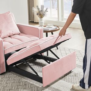 Modern <b>Single</b> Adult Chair <b>Bed</b> Recliner with <b>Adjustable</b> Back Three-in-One Pink Folding Sofa <b>Bed</b> for Berth Use - Product Image 5