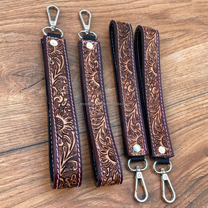 New 2025 Fashionable Hand <b>Tooled</b> Leather Wristlet Keychain Personalized Key <b>Clip</b> Wrist Strap Car Keys Keychains Lanyard Holder - Product Image 3