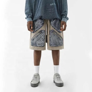 Shorts de sport mi-élastiques 100 % coton pour hommes, brodés, style vintage délavé, séchage rapide, coupe ample, décontracté - Product Image 4