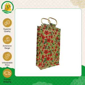 Indian Manufacturer Supply Eco-Friendly Two-Bottle Jute Shopping Bag with <b>Partition</b> and All-Over Printing Cane Handle for Sale - Product Image 5