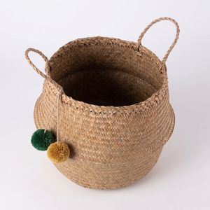 Panier à plantes vintage écologique en jonc de mer avec poignées, panier de rangement ovale tissé, décoration bohème pour la maison, Viettimecraft - Product Image 2