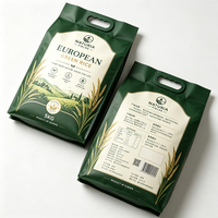 Sac d'emballage alimentaire personnalisé pour riz, 2 kg, 5 kg, 10 kg, pochette à fond plat avec poignée, sac en plastique vert, vente en gros, faible MOQ
