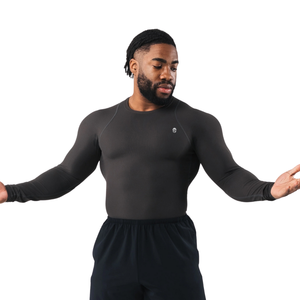 T-shirt de sport à manches longues pour homme, compression, séchage rapide, coupe ajustée, haut de performance pour l'entraînement physique - Product Image 2