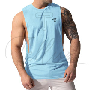 Débardeur de sport décontracté respirant avec logo personnalisé pour hommes, débardeur de musculation sans manches, 100% coton - Product Image 3