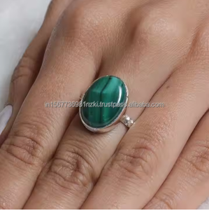 Anillo hecho a mano de alta calidad para mujer, Plata de Ley 925, piedras preciosas de malaquita, anillo de energía de diseñador, rodio, regalo perfecto para ella - Product Image 2