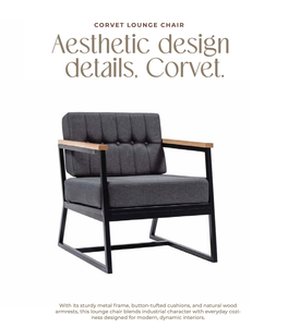Modern Wabi-Sabi Nordic Upholstered Lounge Chair Metal Frame Accent Armchair Tufted Backside Leisure <b>Seating</b> for Living Room - Product Image 1