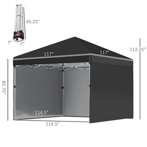 Gazebo Pieghevole 3x3m con 3 Pareti Laterali, Altezza Regolabile, per Giardino e Patio, con Sacchi di Peso per le Gambe, per Trasporto Cappotti da Donna - Product Image 3