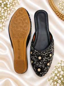 B.R. Sandalias Planas Étnicas Indias Tradicionales Hechas a Mano para Mujer, Ideales para Bodas, Fiestas y Oficina, Ligeras y Fáciles de Poner - Product Image 3