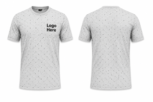T-shirt à manches courtes pour homme, motif à pois gris, coupe classique, col rond, décontracté, en coton tricoté respirant, logo imprimé sur le devant - Product Image 2