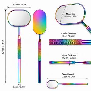 Miroir de maquillage mural en acier inoxydable arc-en-ciel avec poignée extensible et fonction grossissante pour l'application d'extensions de cils - Product Image 5
