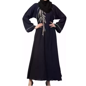 Abaya pour femmes de qualité supérieure, broderie florale imprimée, vêtements d'extérieur élégants, robe longue décontractée, abayas musulmanes à la mode pour femmes, hijab - Product Image 4