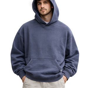 Sudadera con capucha de alta calidad, estilo casual grunge Y2K, diseño desgastado, personalizada y elegante, en color azul deslavado, para hombre y mujer. - Product Image 2