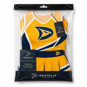 Uniforme de Animadora Personalizado al por Mayor, Conjunto de Ropa Deportiva en Amarillo Azafrán y Azul Petrol, Ropa de Equipo - Product Image 5