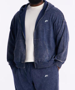 Custom Heavyweight Men's <b>Zip</b> <b>up</b> Oversized <b>Hoodies</b> ODM Cotton Blank Streetwear <b>Vintage</b> Acid Wash <b>Hoodies</b> OEM Manufacture - Product Image 5