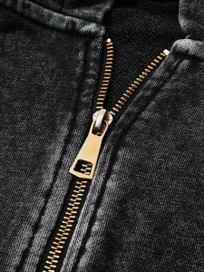Sweat à capuche homme 2026 personnalisé avec fermeture éclair et logo, manches longues, épaules tombantes, style streetwear tendance - Product Image 5