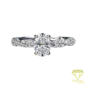 Elegant <b>Oval</b> <b>Moissanite</b> Diamond <b>Ring</b> 925 Sterling Silver Twisted Band Solitaire <b>Engagement</b> Jewelry For Women - Product Image 4