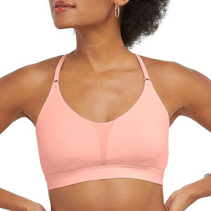 Soutien-gorge de sport col en V pour femme, sans coutures, dos découpé, design à bretelles, tissu respirant et rafraîchissant, maintien moyen, pour yoga et gym - Product Image 1