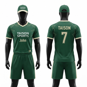 Uniforme de Bádminton para Hombre, 150 GSM, Poliéster Premium Verde, Conjunto Deportivo de Manga Corta, Logotipo Frontal Personalizado con Transferencia Térmica, Ropa Deportiva de Equipo - Product Image 1