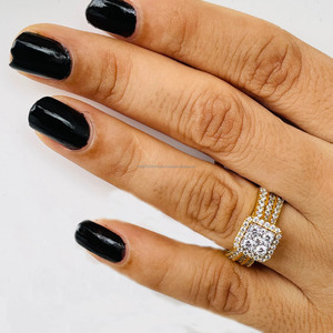 Women's Round Cut Moissanite Engagement Halo <b>Ring</b> Square Shape Pave <b>Set</b> Luxury Wedding Band 925 Sterling <b>Silver</b> Jewelry for Gift - Product Image 5