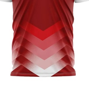 Camiseta de Fútbol Roja Degradada para Hombre, Manga Corta, Cuello Redondo, 100% Poliéster, Transpirable, Estampado Sublimado, Corte Regular, para Todas las Temporadas - Product Image 4