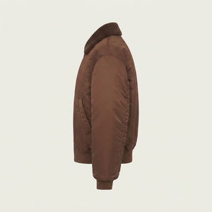 REDDITO SPORTS <b>Brown</b> Men's Bomber <b>Jacket</b> Solid Color Polyester Waterproof Windproof Casual Winter Wear Stand Collar Regular Fit - Product Image 2