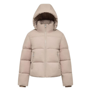 Women's <b>Cropped</b> <b>Puffer</b> <b>Jackets</b> Warm Winter <b>Jacket</b> with Removable Hood Zipped Pockets Short Ladies Quilted Coat Insulated Cold - Product Image 2