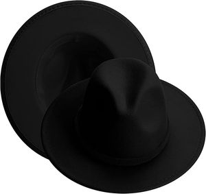 Chapeau Fedora Classique en Laine Noire Unisexe pour Adulte, Style Formel et Décontracté, Taille 56-58CM, Adapté aux Quatre Saisons - Product Image 2