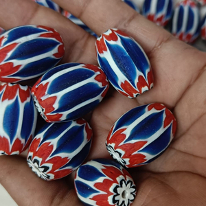 ลูกปัดแก้วลายเชฟรอนสีเขียวขาว ลูกปัดกลมลายทางหลากสี สำหรับทำสร้อยข้อมือ สร้อยคอ เครื่องประดับ งานฝีมือ - Product Image 3