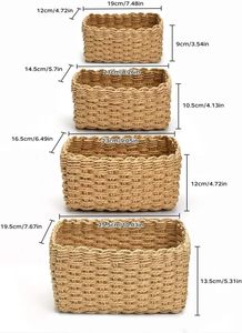 2026 Best Price Natural Rattan <b>Storage</b> <b>Basket</b> <b>Rectangle</b> With Handles Rustic Multi-Purpose Organizing Bin Vintage Home Decoration - Product Image 3