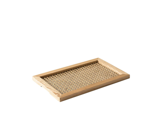 Handmade 3 Pieces Round Wood & Rattan Tray Perfect For A <b>Coffee</b> <b>Table</b> Or Kitchen Counter Handmade Tray Crafts New Design - Product Image 2