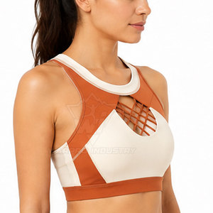 Sujetador deportivo para mujer, de alto impacto, para gimnasio, correr, yoga, fitness, con relleno, tirantes ajustables, transpirable, de malla, sin costuras en la parte delantera - Product Image 5