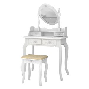 Modern Concise White <b>Makeup</b> Vanity 4 Drawer 360 Degree Rotation Dresser with Removable <b>Mirror</b> (=20407644) - Product Image 6