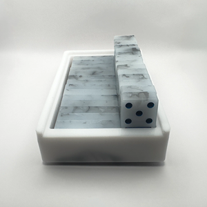 Jeu de dominos en résine, artisanat artistique, coffret cadeau, forme personnalisée, motif marbre blanc, occasion spéciale, objet de collection, jeu de puzzle en résine - Product Image 2