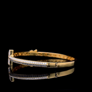 Sleek T Shape Lab Grown Diamond Open Bangle <b>Bracelet</b> Minimalist 925 Sterling <b>Silver</b> 10K 14K 18K Gold Womens <b>Cuff</b> Factory Direct - Product Image 2